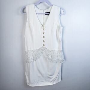 Dawn Joy Fashions White 90s Dress Vintage Size 12 Summer Lined Costume Party